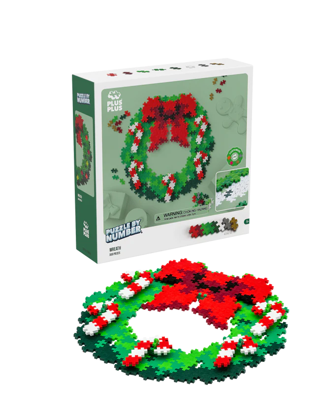 Plus Plus Puzzle by Number Christmas Wreath