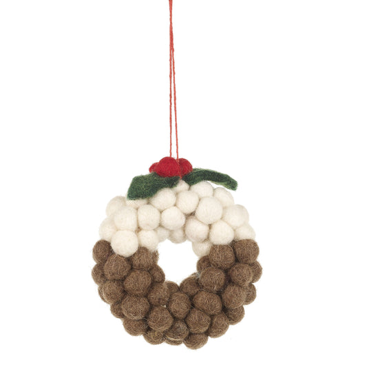 Christmas Pudding Wreath Hanging Decoration