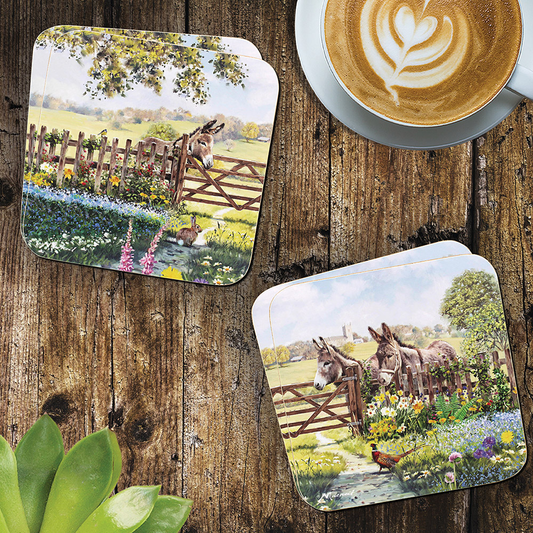 Donkey Pasture Coasters Set of 4