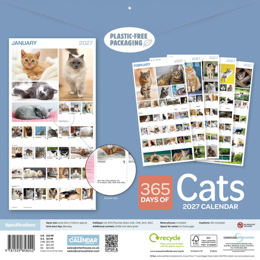 Cats 365 Days wall calendar 2027