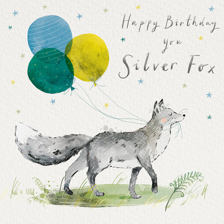 Silver Fox Happy Birthday Card