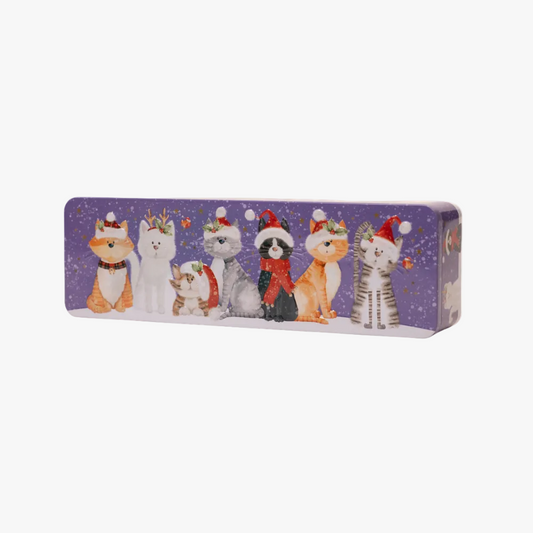 Farmhouse Biscuits Stem Ginger Biscuits in Embossed Christmas Cat Tin