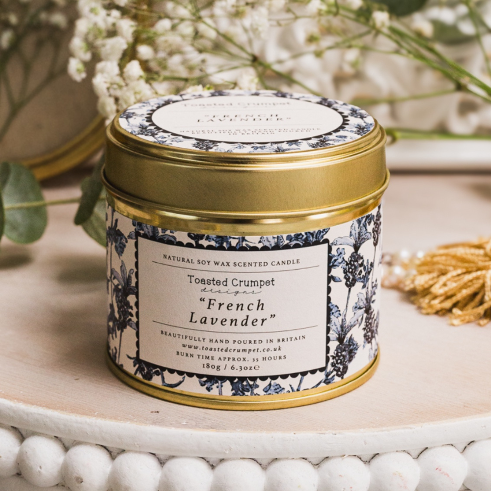 French Lavender Candle in a Matt Gold Tin