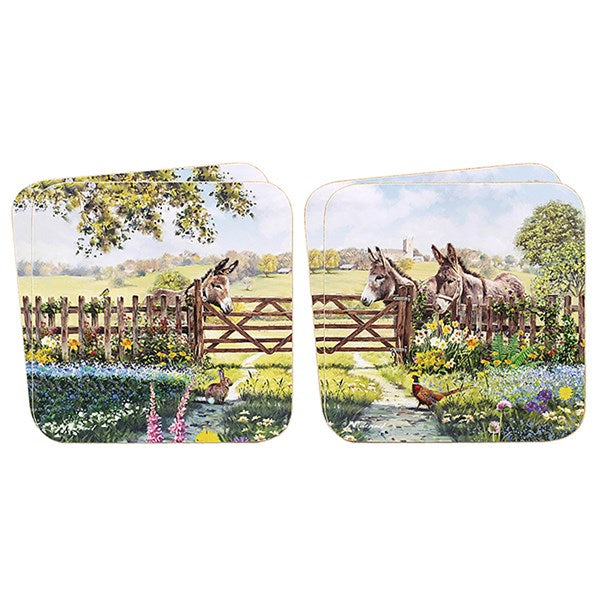 Donkey Pasture Coasters Set of 4