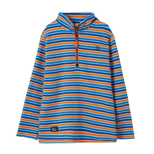 Lighthouse Clothing Riley Boys Half Zip Sweatshirt - Orange/Blue Stripe