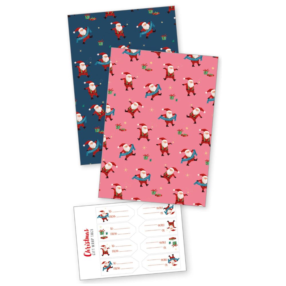 Silky Santas Christmas Trees Gift Wrap