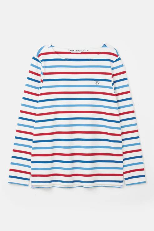 Lighthouse Clothing Causeway Top - Red/Teal stripe