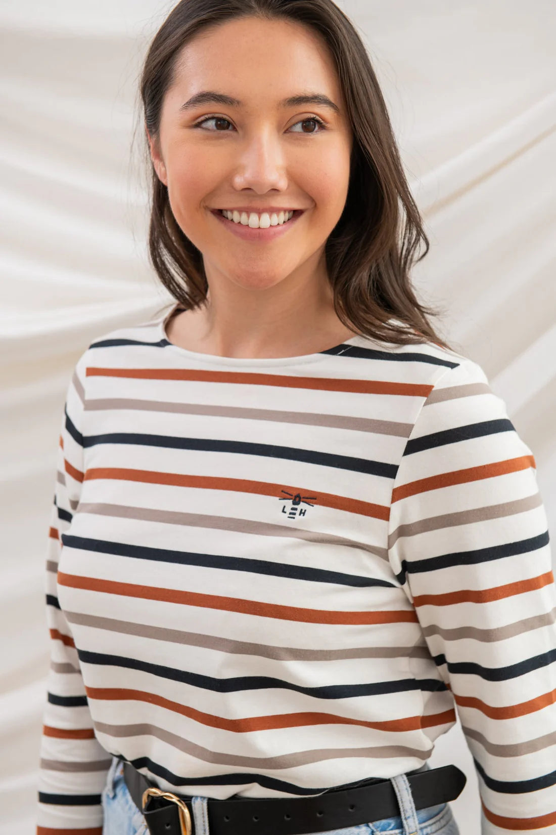 Lighthouse Clothing Causeway Top - Rust Mocha Stripe