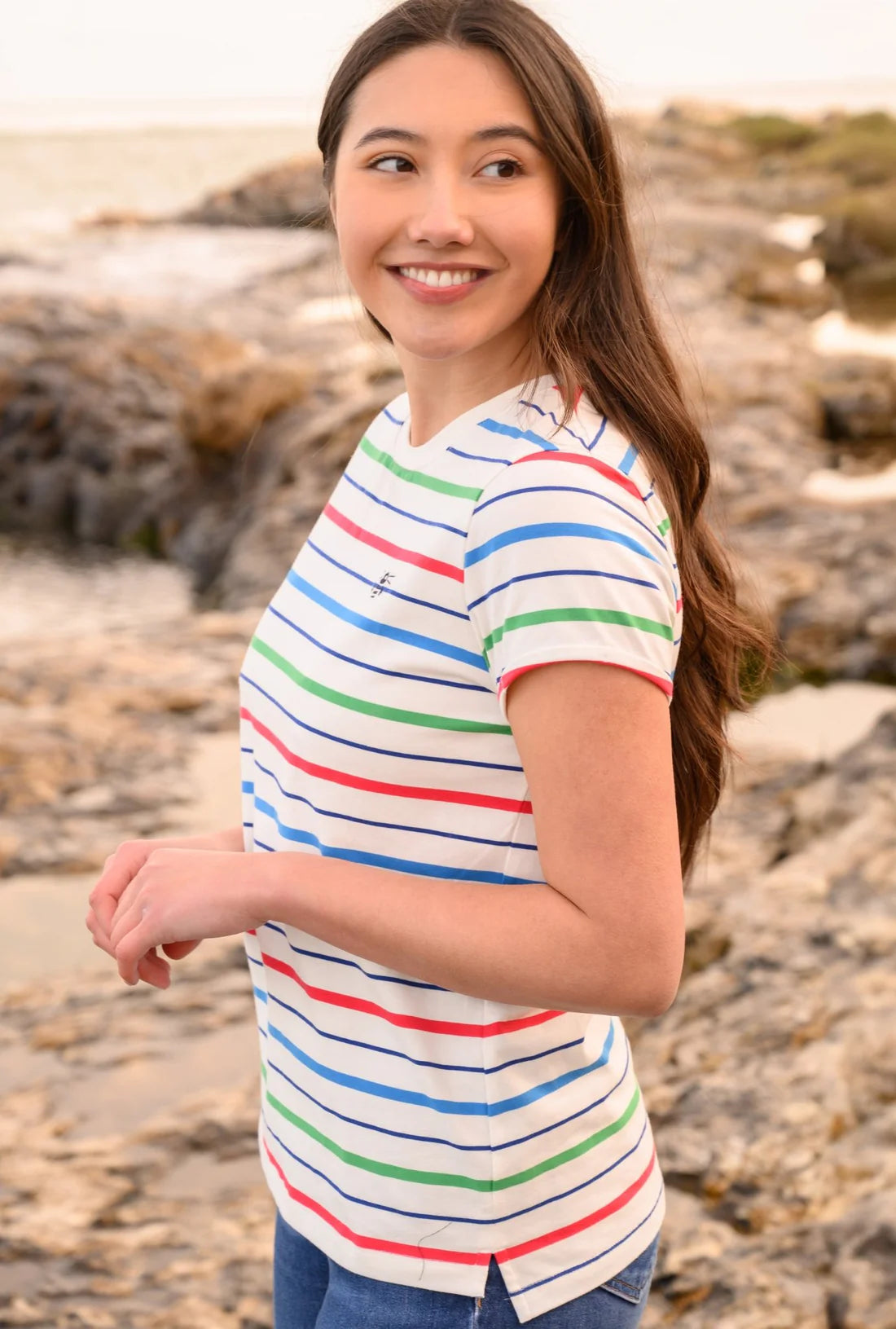 Lighthouse Clothing Causeway T-Shirt - Seagrass Blue Stripe