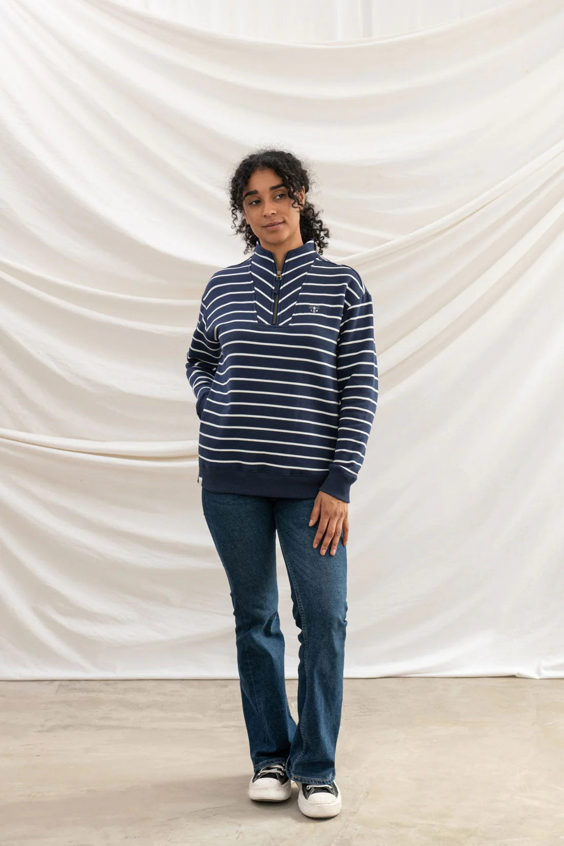 Lighthouse Clothing Coral Jersey - Navy Stripe