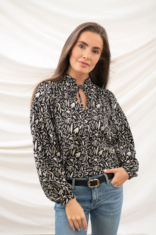 Lighthouse Clothing Grace Blouse - Black Floral