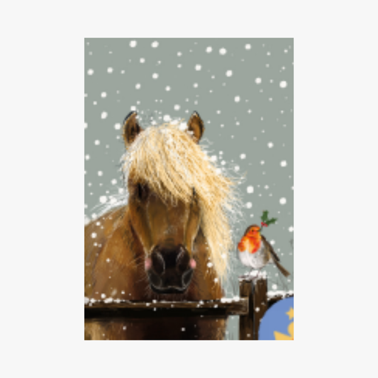 Horse and Robin Tea Towel
