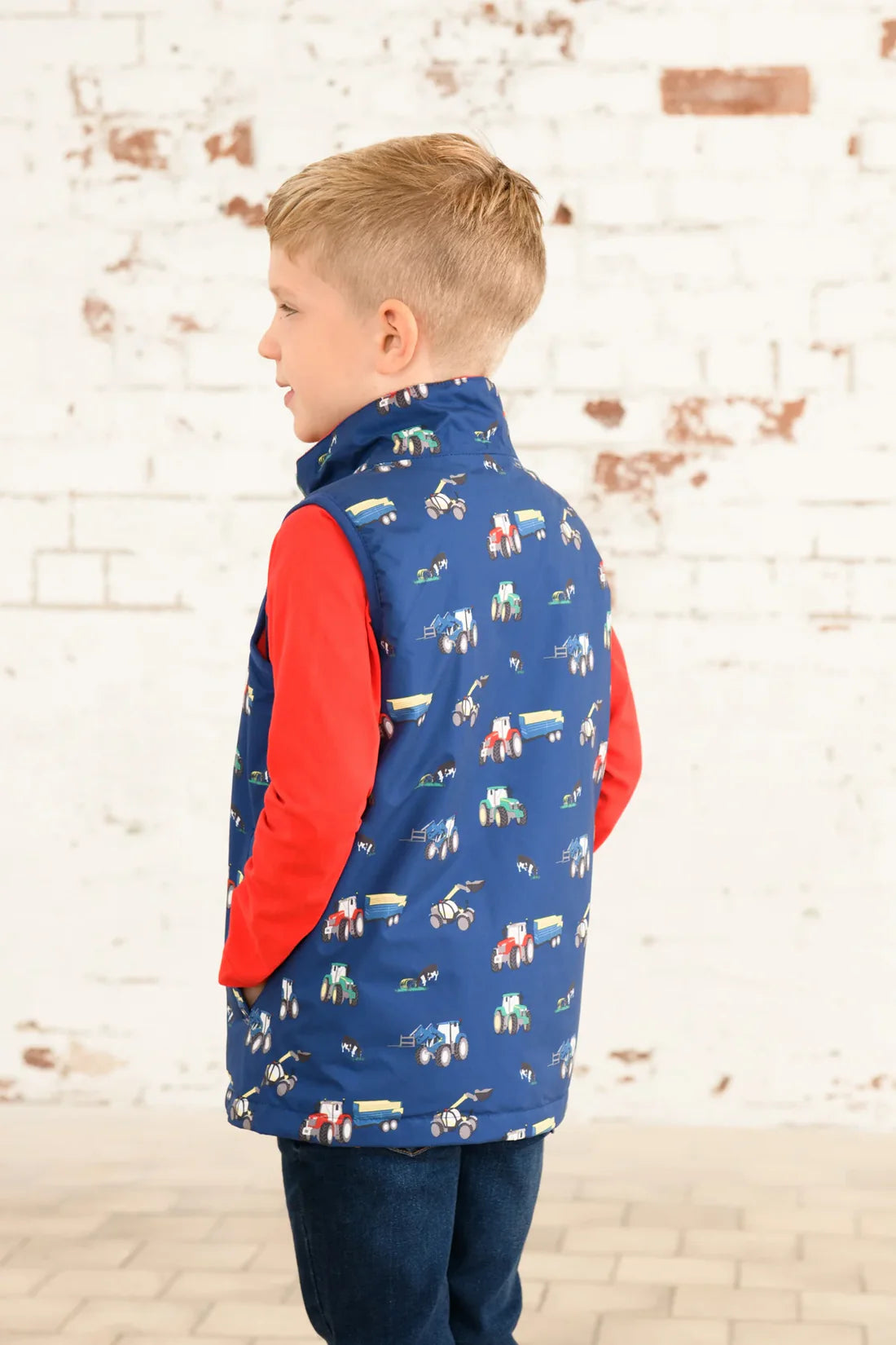 Lighthouse Clothing Alex Boys Gilet - Navy Blue Tractor
