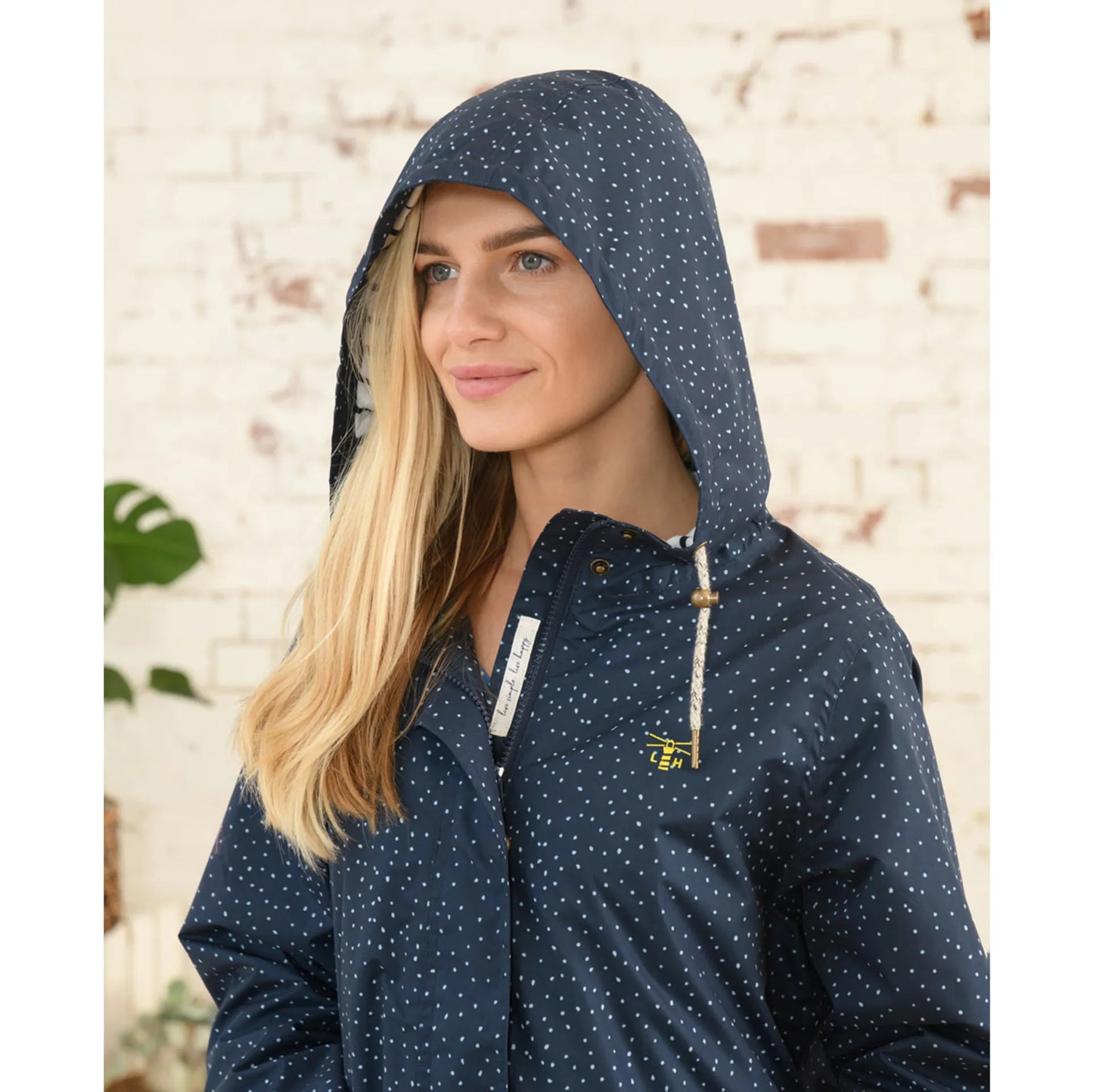 Lighthouse Clothing Beachcomber Long Coat - Navy Dot