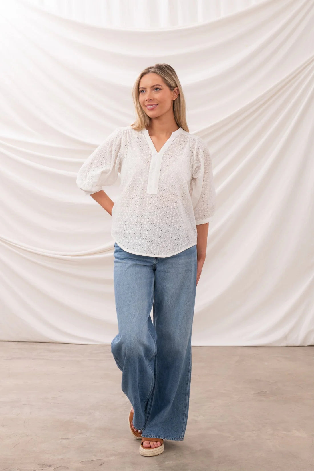 Lighthouse Clothing Lola Blouse - Floral Broderie Anglaise