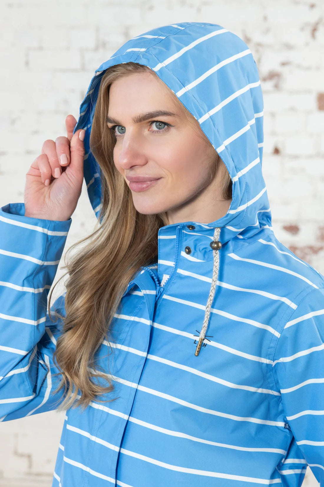Lighthouse Clothing Beachcomber Long Coat Azure Blue Stripe