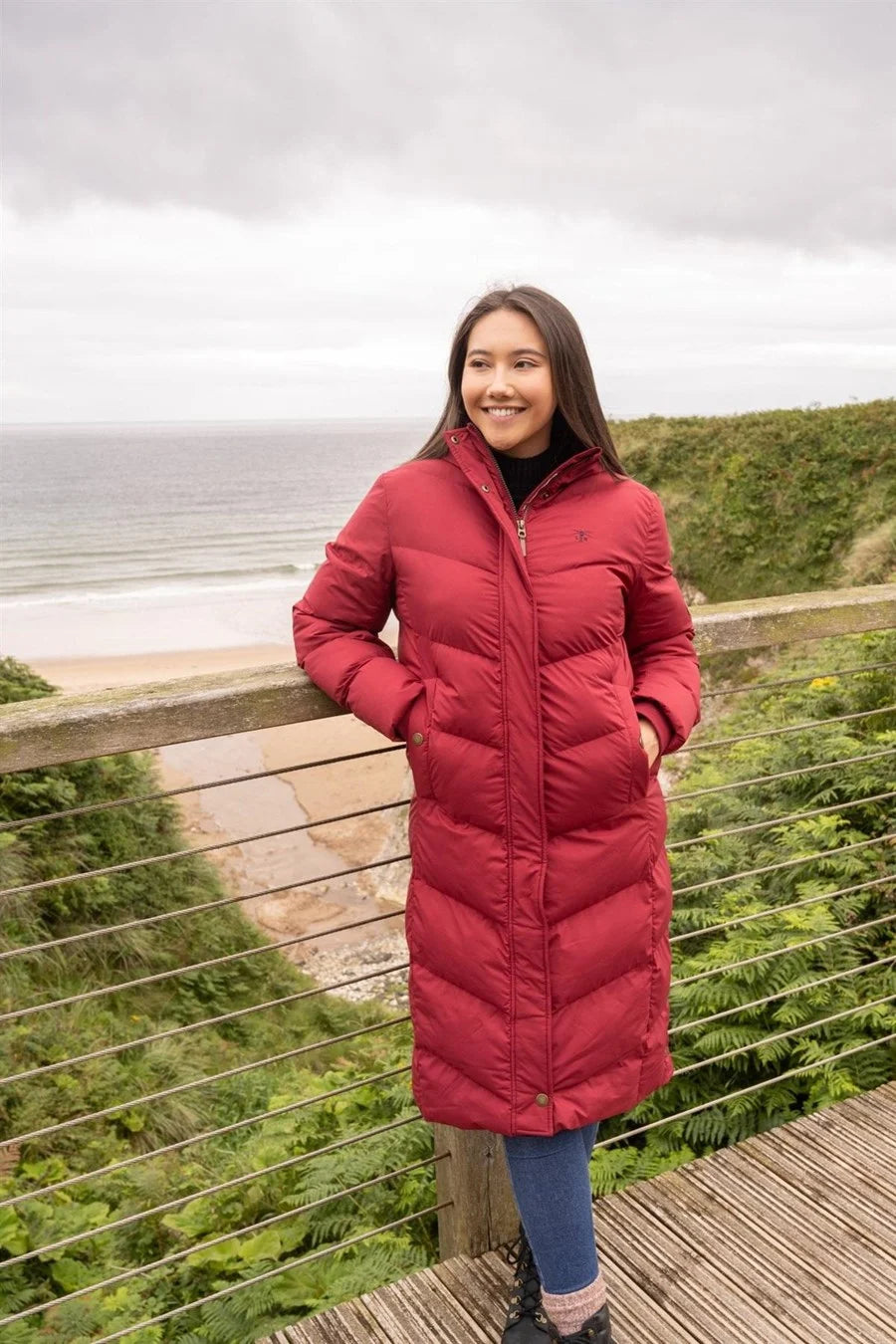Lighthouse Clothing Savannah Long Coat - Maroon