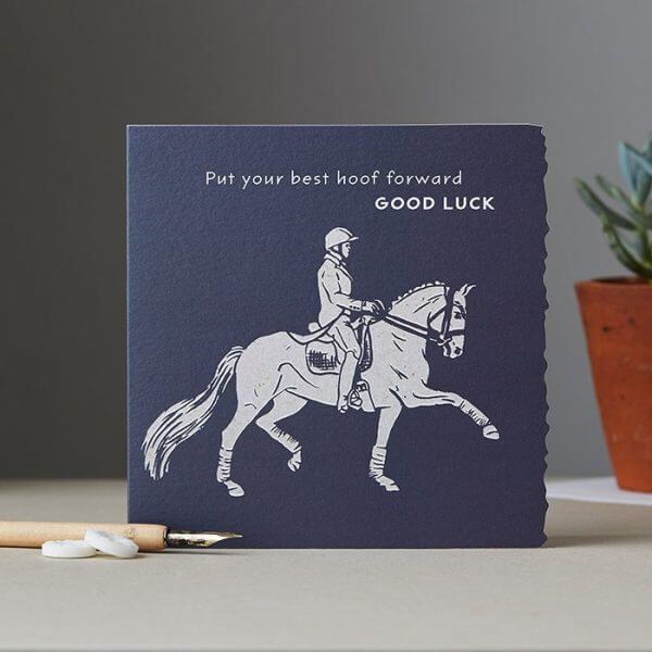 Tarjeta de felicitación Pony con bloques de color y borde adornado
