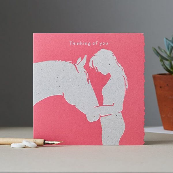 Tarjeta de felicitación Pony con bloques de color y borde adornado