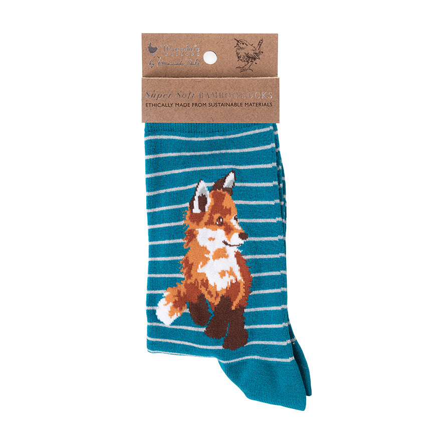 Wrendale Born to be Wild Bamboo Socks (Teal)