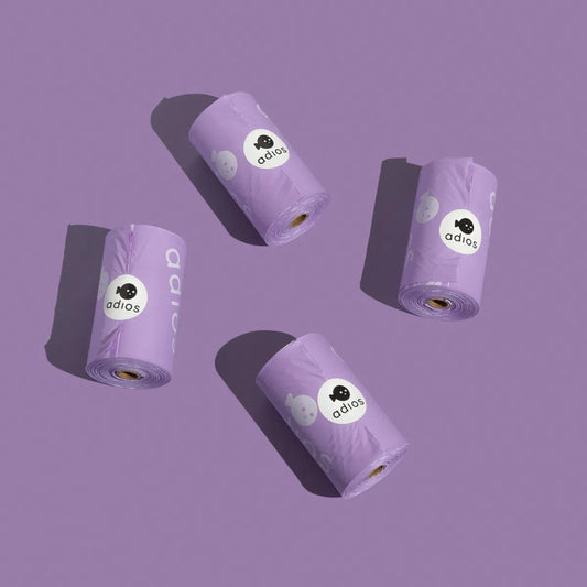 Adios Plastic Lilac Poo Bags Single Roll