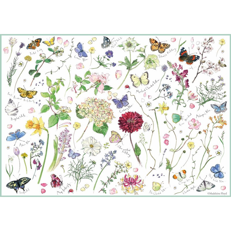 Puzzle de 1000 piezas de flores y mariposas