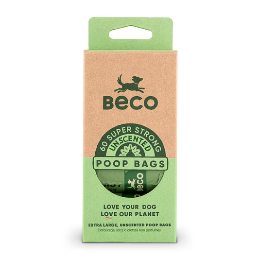 Beco Poop Bags, Unscented, 60 Pack, Big, Strong and Leak-Proof