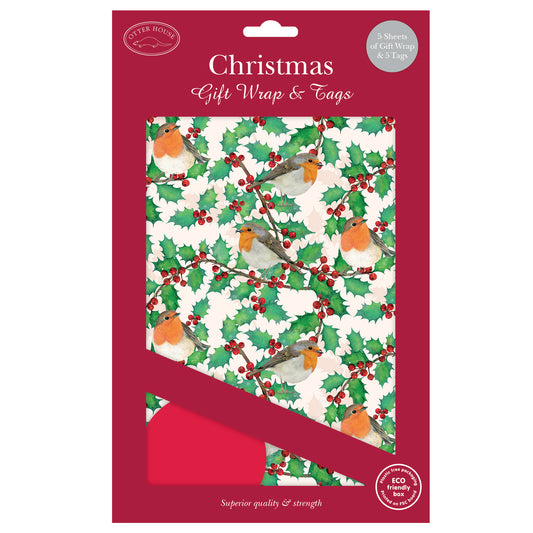 Holly, Berries & Robins Gift Wrap