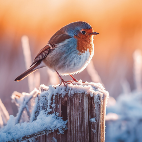 Robin de invierno en la valla