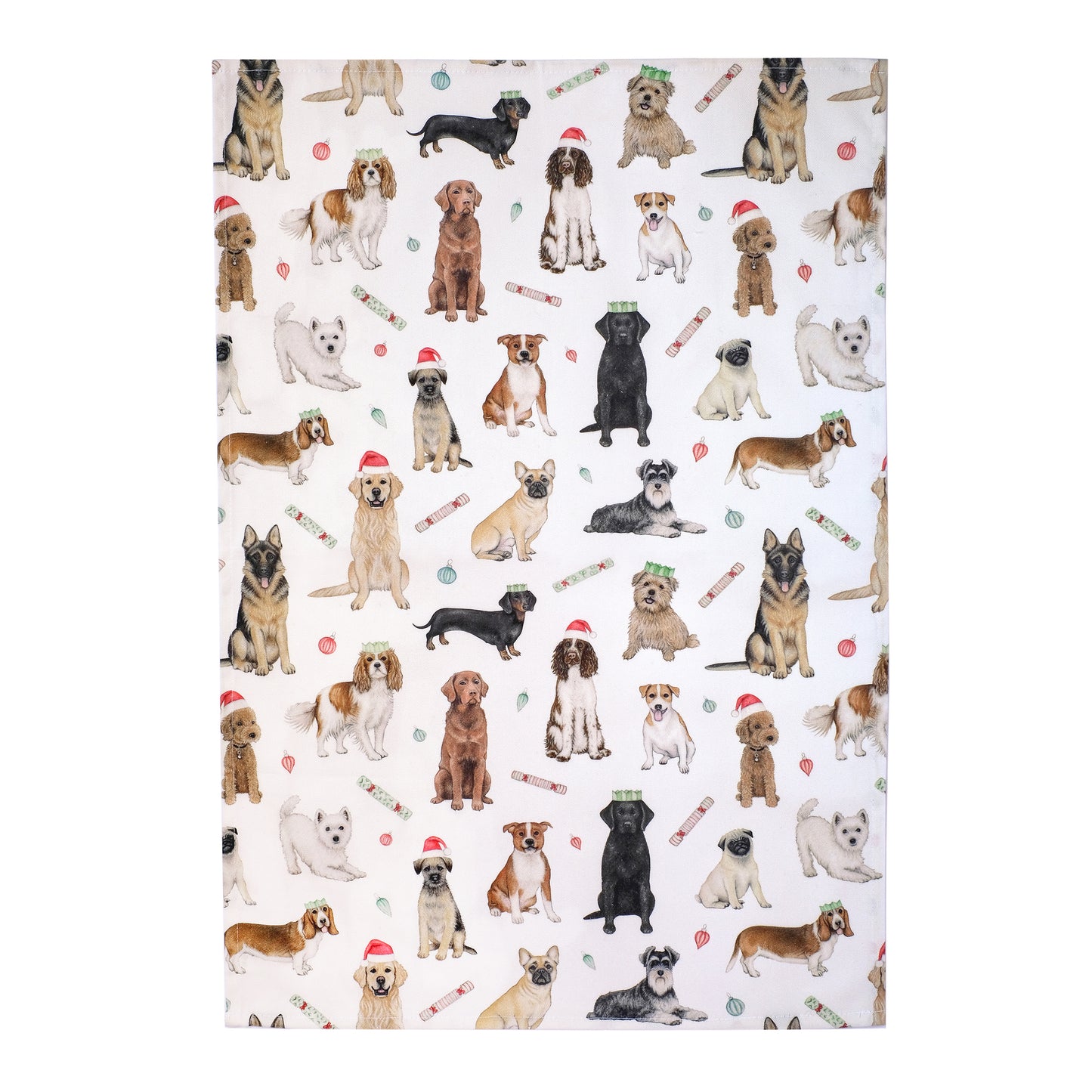 Dogs in Hats Christmas Tea Towel