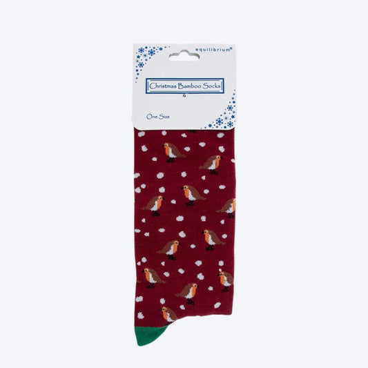 Men's Xmas Bamboo Robin Socks