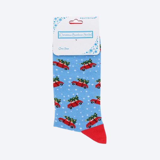 Men's Xmas Bamboo Car & Christmas Tree Socks