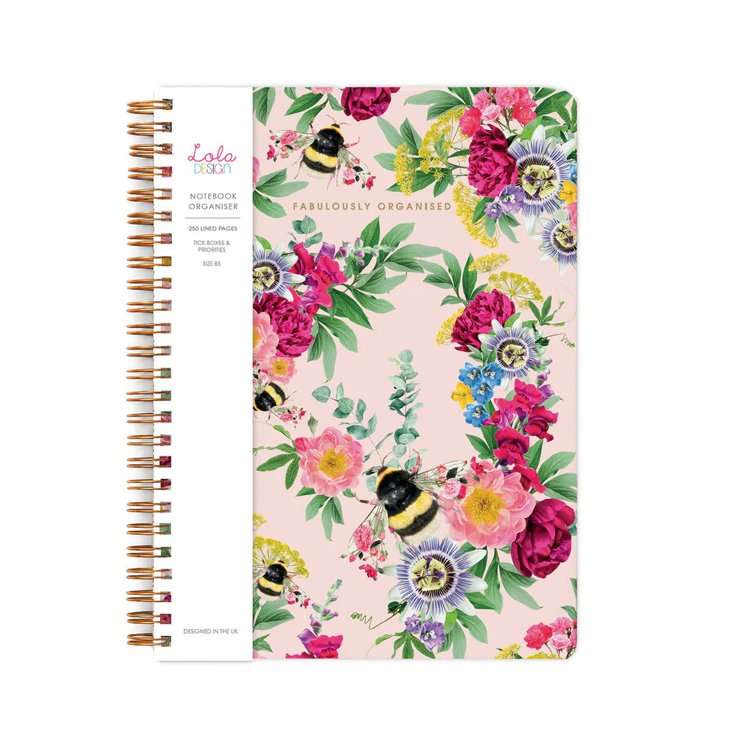 Botanical Bee Pattern Wiro Organiser