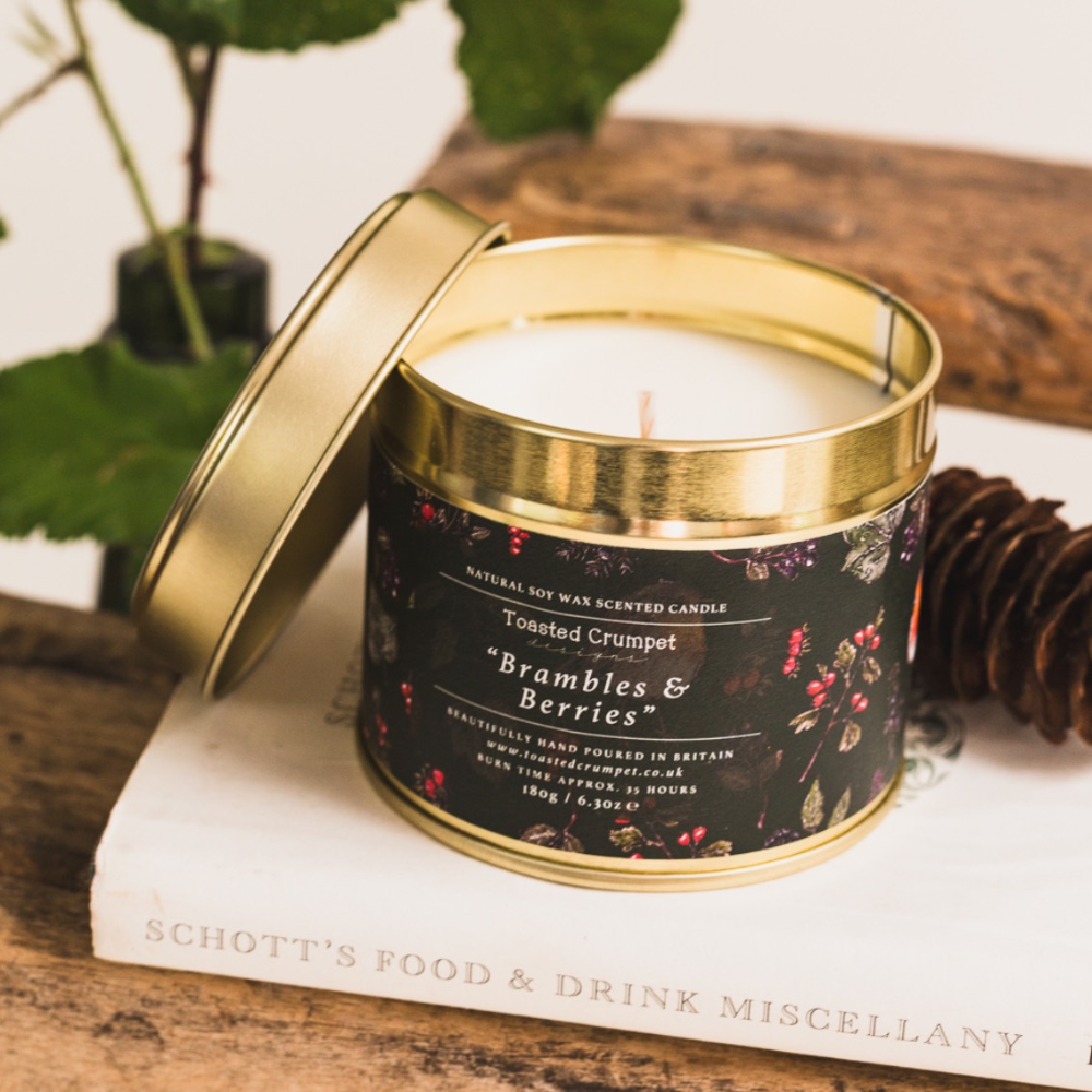 Brambles & Berries Candle in a Matt Gold Tin