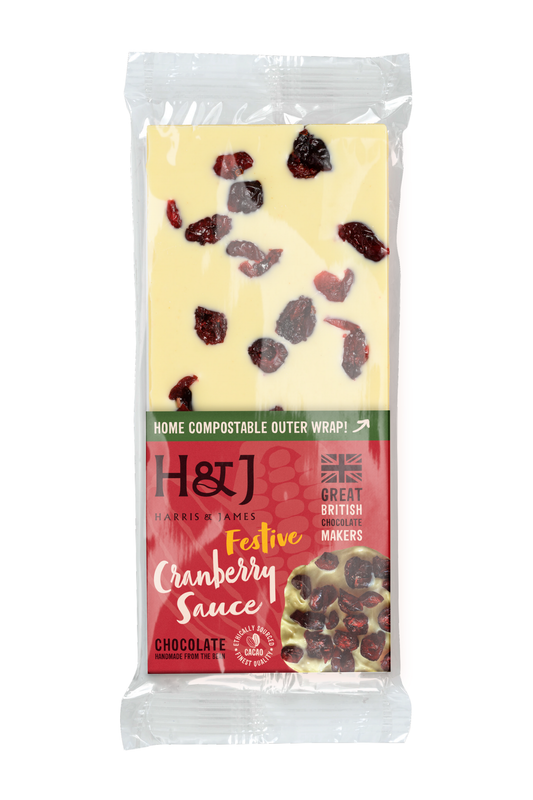 H&J Festive Cranberry Sauce White Chocolate Bar