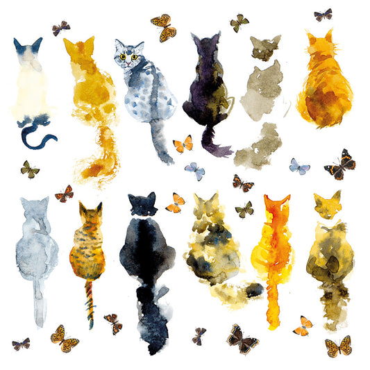Cats and Butterflies Blank Card
