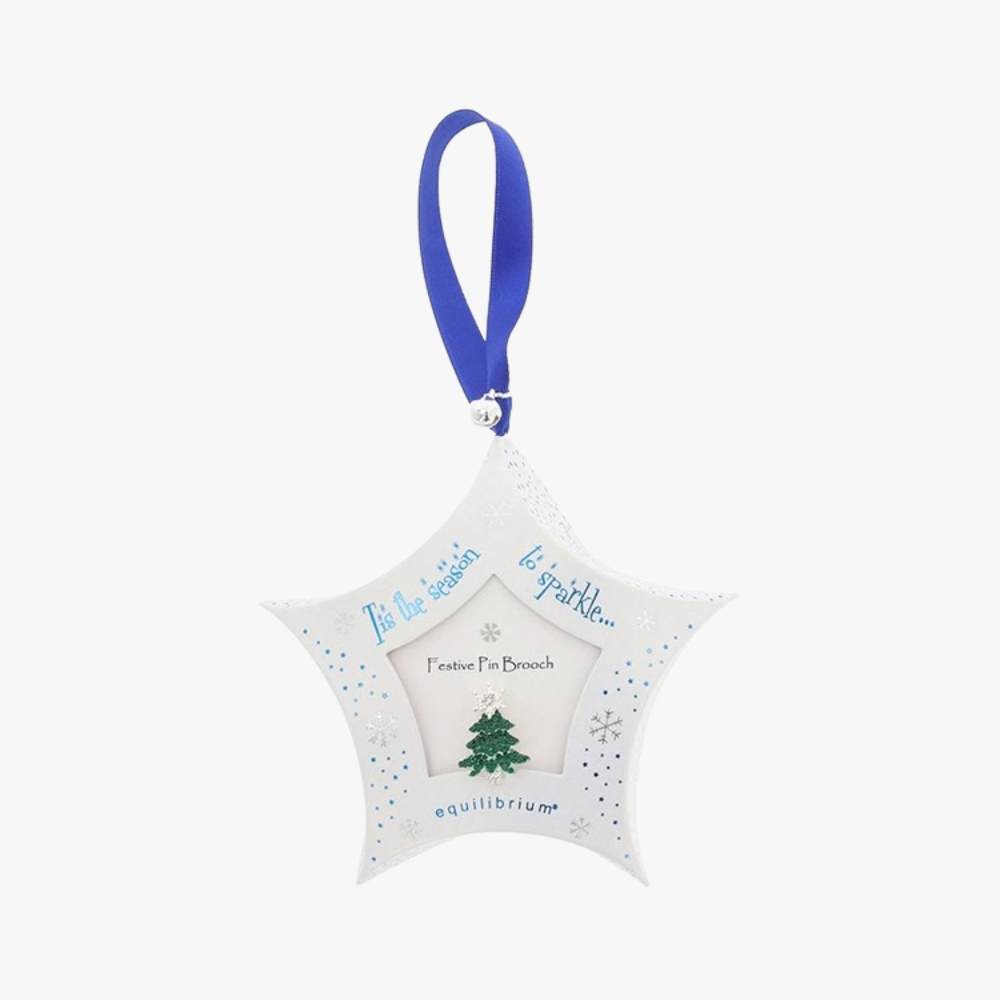 Silver Plated Green Christmas Tree Pin