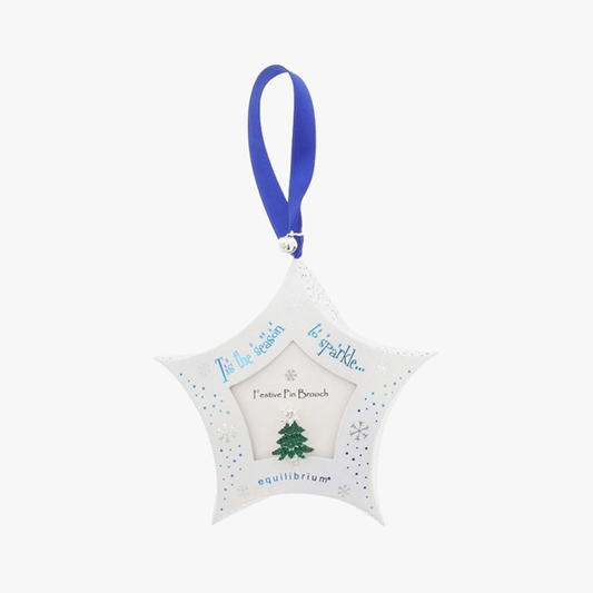 Silver Plated Green Christmas Tree Pin