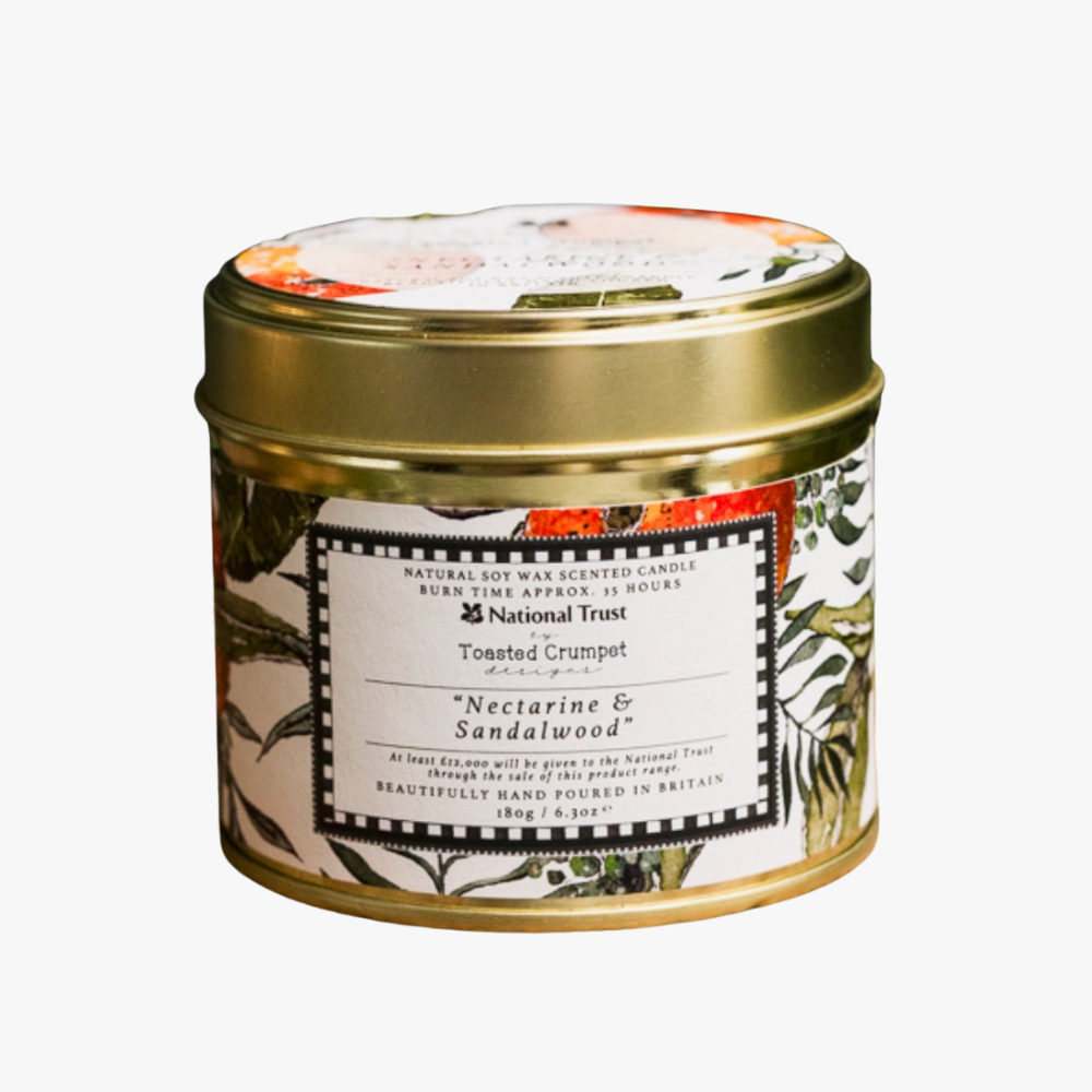 Nectarine & Sandalwood Candle in a Matt Gold Tin