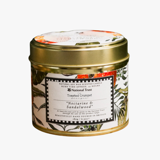 Nectarine & Sandalwood Candle in a Matt Gold Tin