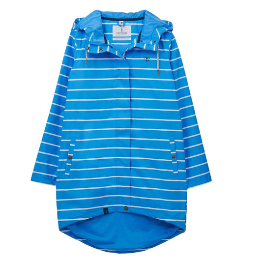 Lighthouse Clothing Beachcomber Long Coat Azure Blue Stripe