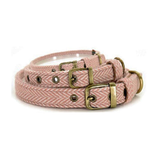 Tweedmill Dusky Pink Herringbone Dog Collar