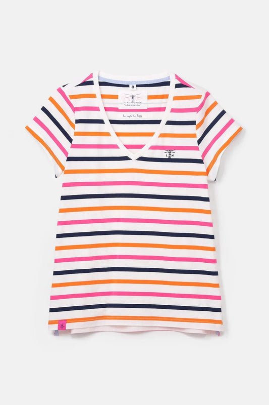 Lighthouse Clothing Ariana T-Shirt - Orange Pink Stripe