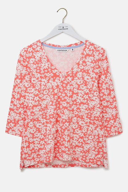 Lighthouse Clothing Ariana Top - Coral Daisy