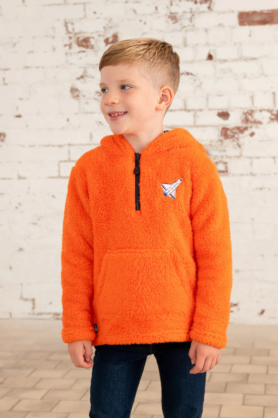 Lighthouse Clothing Boys Fleece - Orange Spacecraft