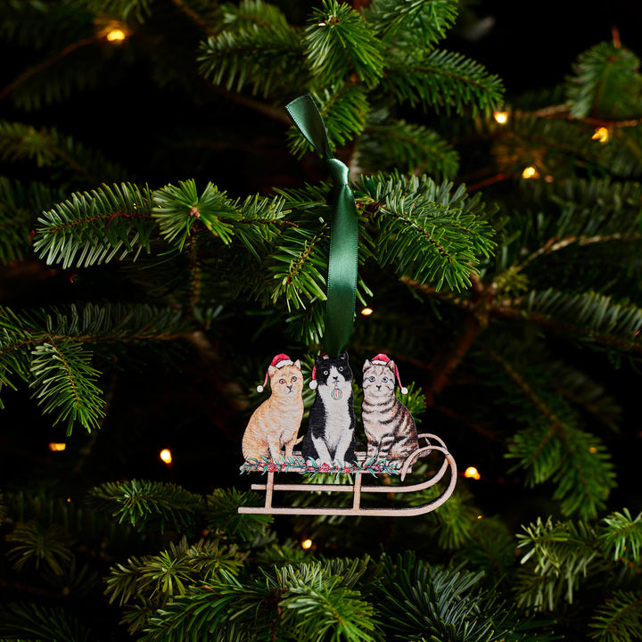 Cats Sleigh Christmas Decoration