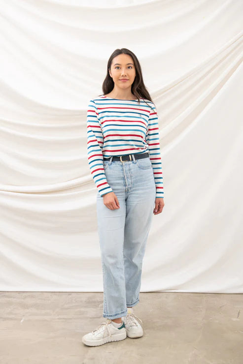 Lighthouse Clothing Causeway Top - Red/Teal stripe