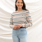 Lighthouse Clothing Causeway Top - Rust Mocha Stripe