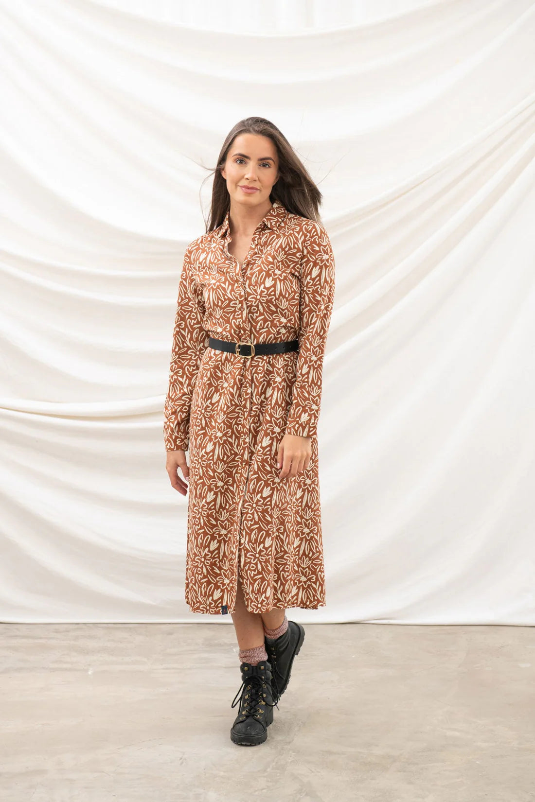 Lighthouse Clothing Elsie Dress - Rust Floral