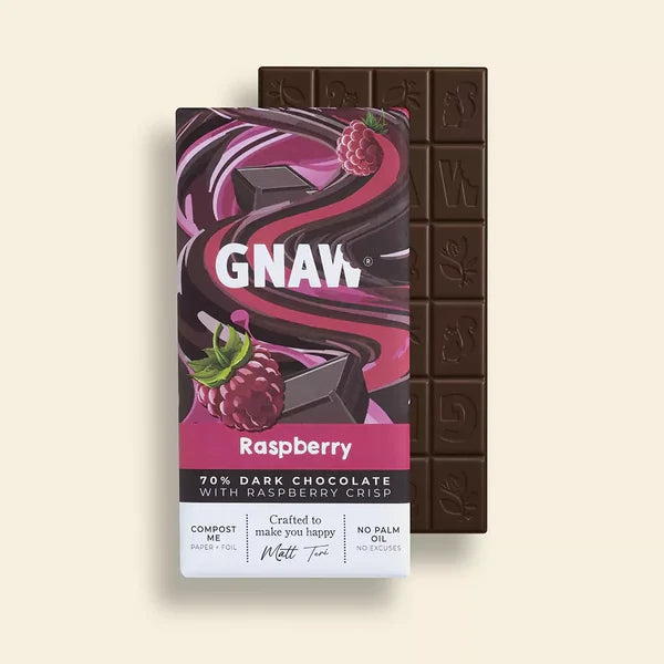 Gnaw Raspberry Dark Chocolate Bar